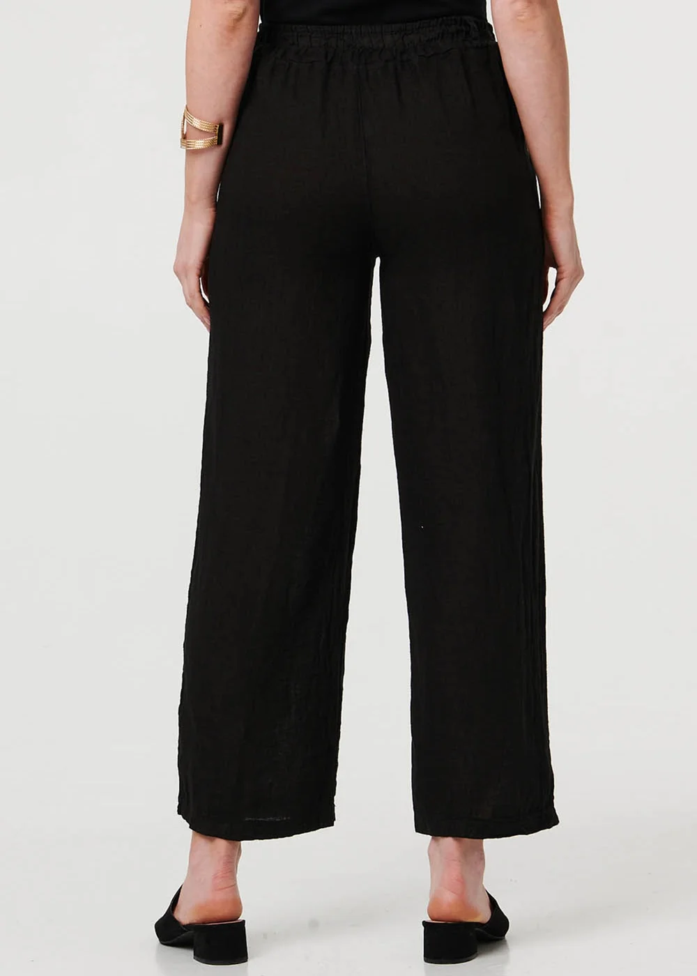 Izabel London Black High Waist Wide Ankle Length Trousers - 14 Image 3