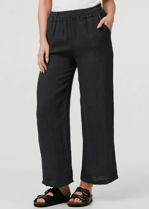 Izabel London Grey High Waist Wide Ankle Length Trousers - 8 Image 2