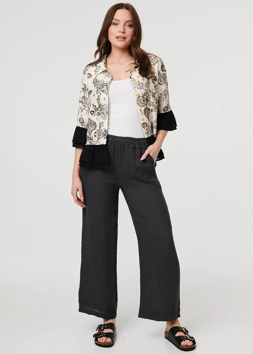 Izabel London Grey High Waist Wide Ankle Length Trousers - 8 Image 1