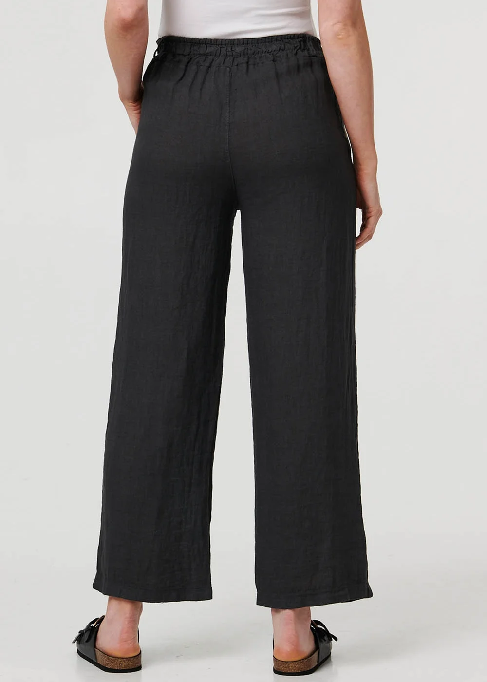Izabel London Grey High Waist Wide Ankle Length Trousers - 8 Image 3