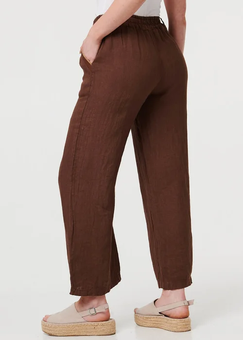 Izabel London Brown High Waist Wide Ankle Length Trousers - 16 Image 3
