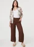 Izabel London Brown High Waist Wide Ankle Length Trousers - 16 Image 1