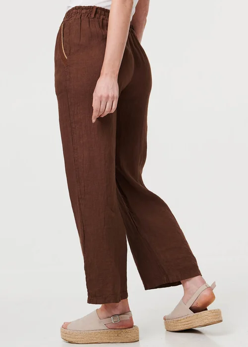 Izabel London Brown High Waist Wide Ankle Length Trousers - 16 Image 4