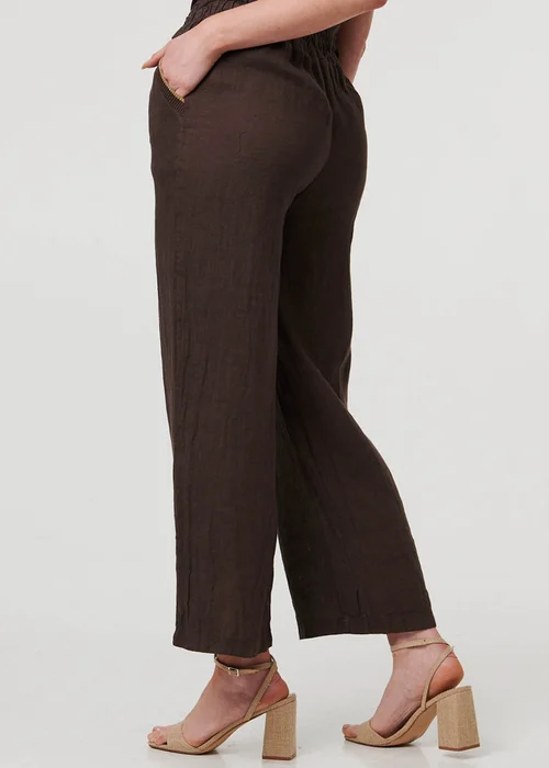 Izabel London Dark Brown High Waist Wide Ankle Length Trousers - 14 Image 4