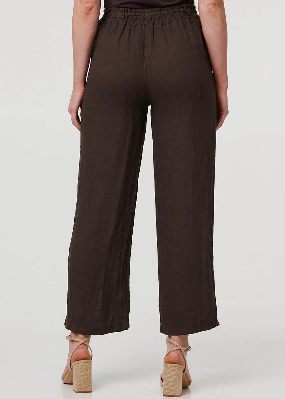 Izabel London Dark Brown High Waist Wide Ankle Length Trousers - 14 Image 3