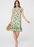 Izabel London Green Leaf Print Knee Length Sleeveless Dress - 8 Image 1