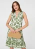 Izabel London Green Leaf Print Knee Length Sleeveless Dress - 8 Image 2