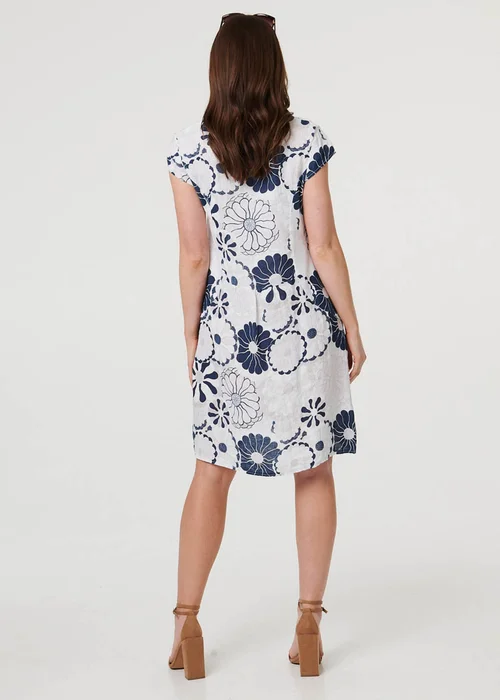 Izabel London White Floral Cap Sleeve Shift Short Dress - 16 Image 3