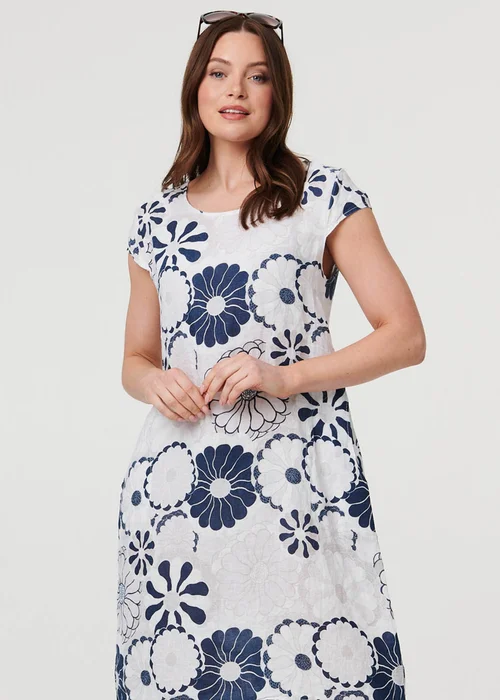 Izabel London White Floral Cap Sleeve Shift Short Dress - 16 Image 2