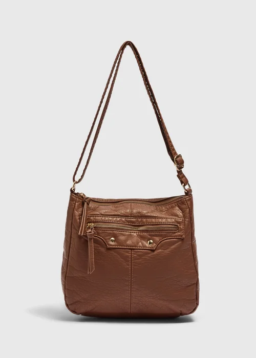 Tan PU Messenger Bag - One Size Image 1