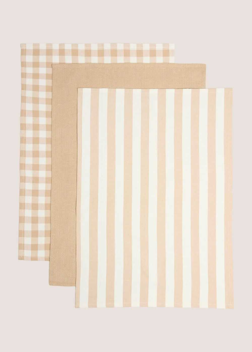 3 Pack Natural Patterned Tea Towels Image 1