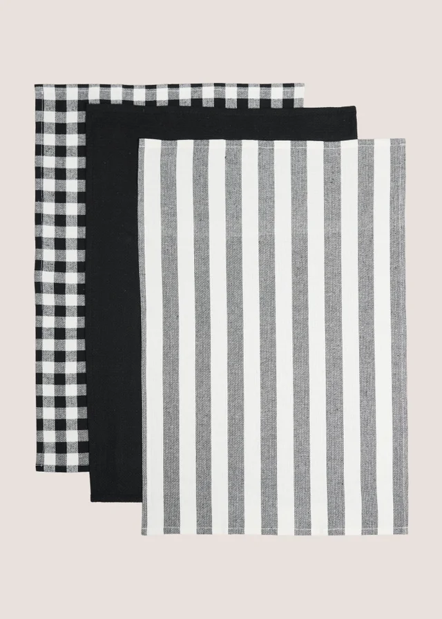 3 Pack Check/Striped Tea Towels