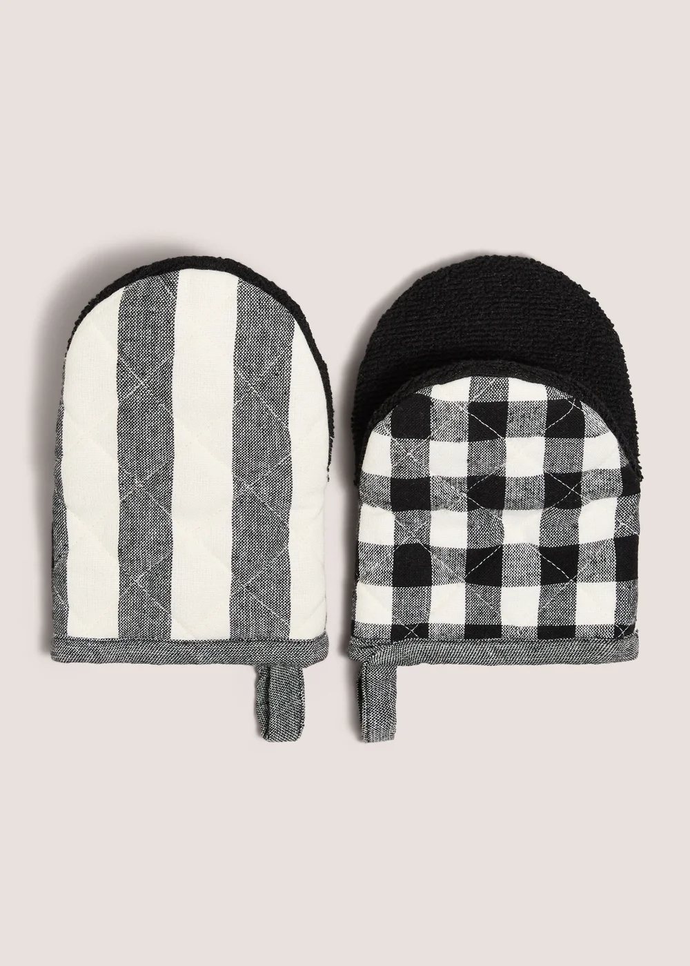 Black Checked & Striped Pot Grabbers Image 1