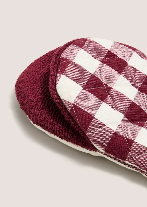 Burgundy Checked & Striped Pot Grabbers Image 2