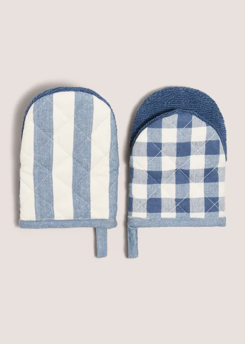 Blue Checked & Striped Pot Grabbers Image 1