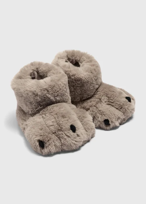 Kids' Beige Bear Claw Foot Slippers - 4-5 Infants Image 1
