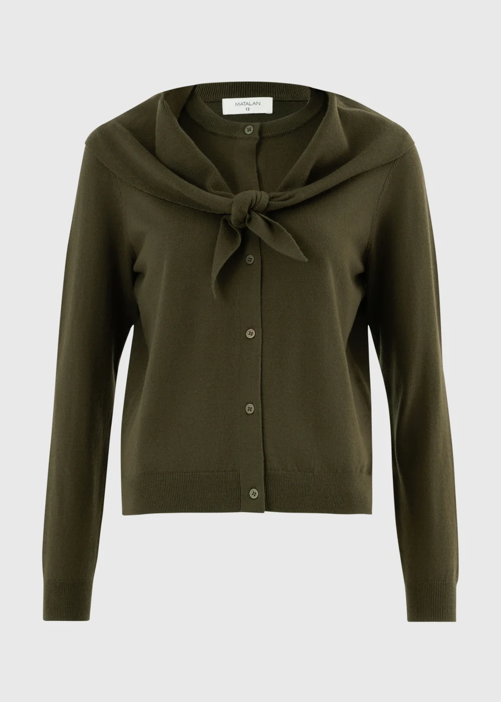Khaki Long Sleeve Cardigan With Detachable Neck Scarf - Size 8 Image 5