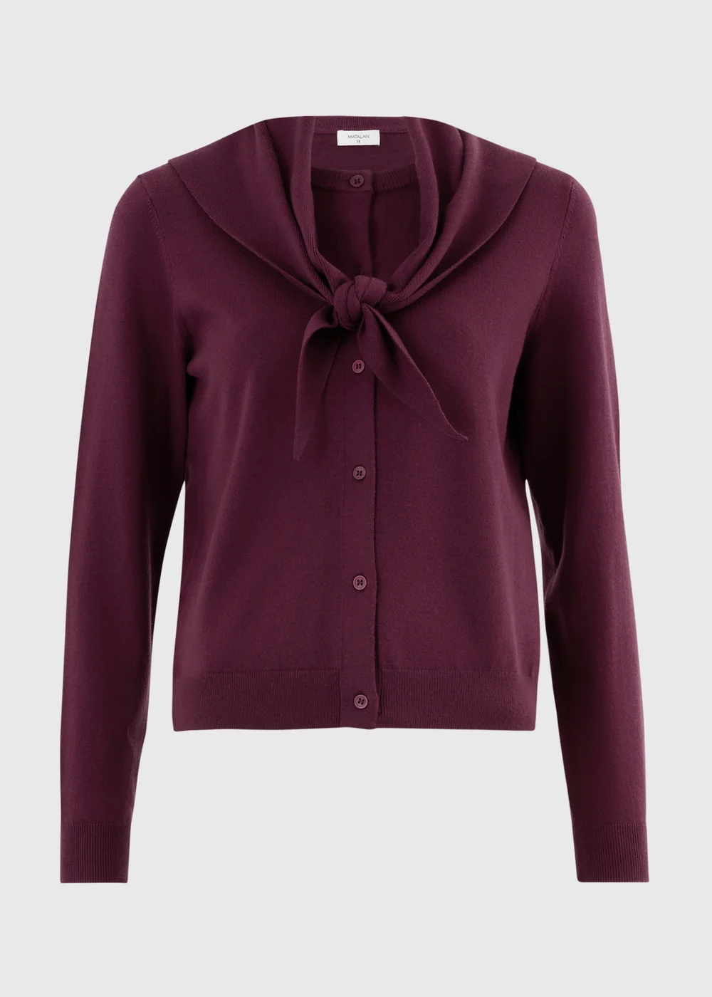Plum Scarf Neck Detail Cardigan - Size 8 Image 5