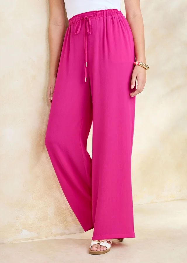 Cotton Traders Pull On Fuchsia Drawcord Trousers
