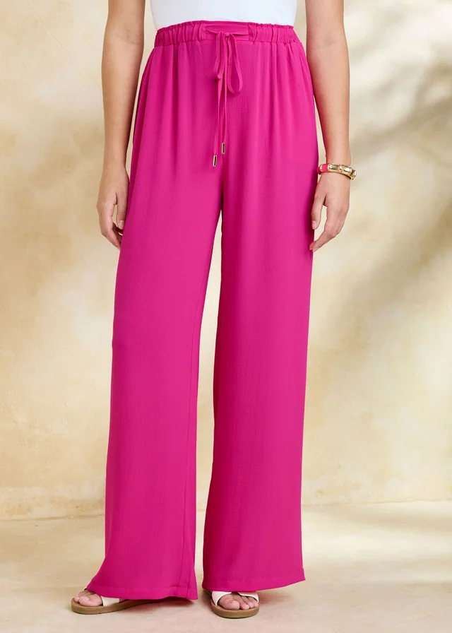 Cotton Traders Pull On Fuchsia Drawcord Trousers