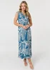 Izabel London Blue Leaf Print Sleeveless Maxi Dress - 18 Image 1