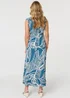 Izabel London Blue Leaf Print Sleeveless Maxi Dress - 18 Image 3