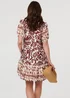 Izabel London Brown Border 1/2 Sleeve Short Shirt Dress - 12 Image 3