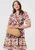 Izabel London Brown Border 1/2 Sleeve Short Shirt Dress - 12 Image 2