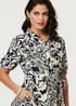 Izabel London Navy Printed 1/2 Puff Sleeve Midi Shirt Dress - 10 Image 4