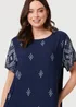 Izabel London Navy Border Print Shift Knee Length Dress - 8 Image 4