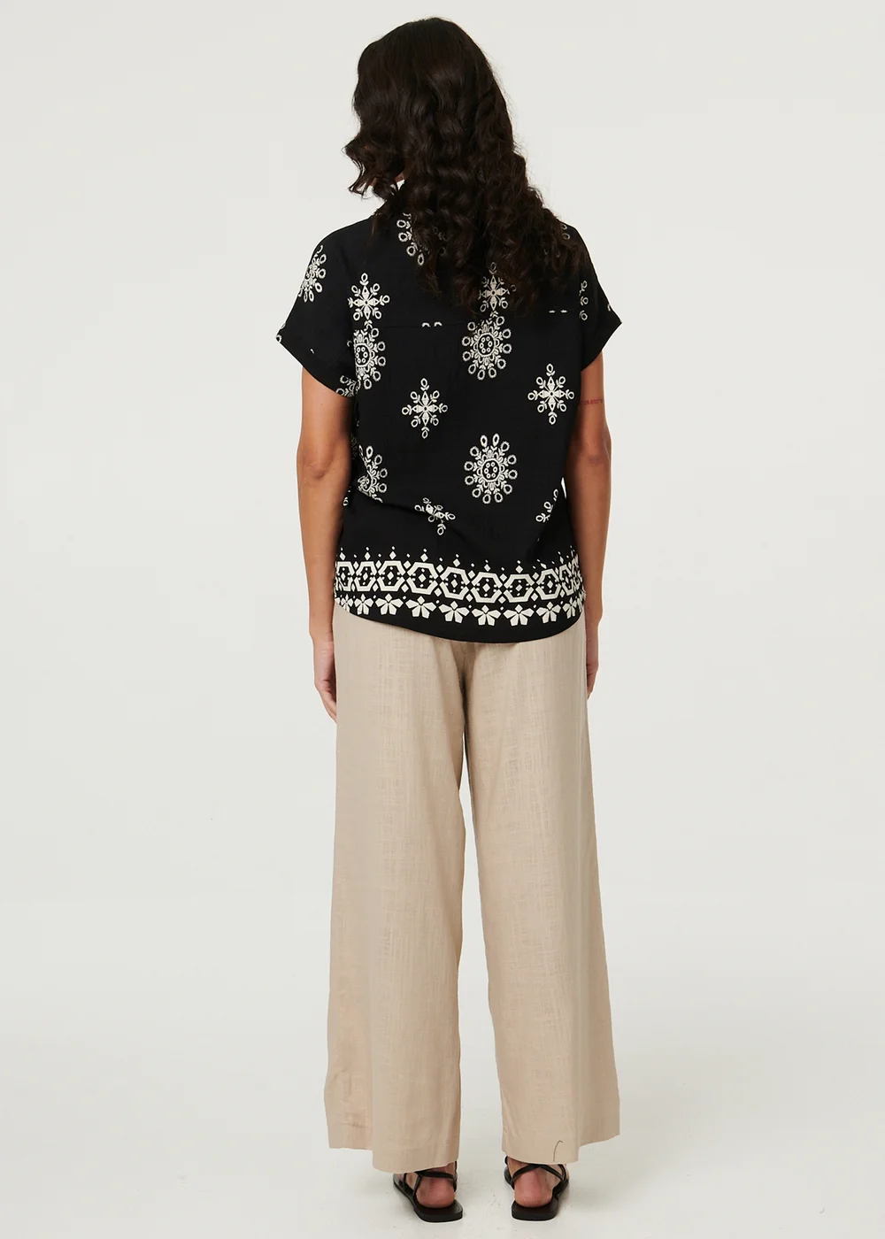 Izabel London Black Printed Short Sleeve Relaxed Shirt - 14 Image 3