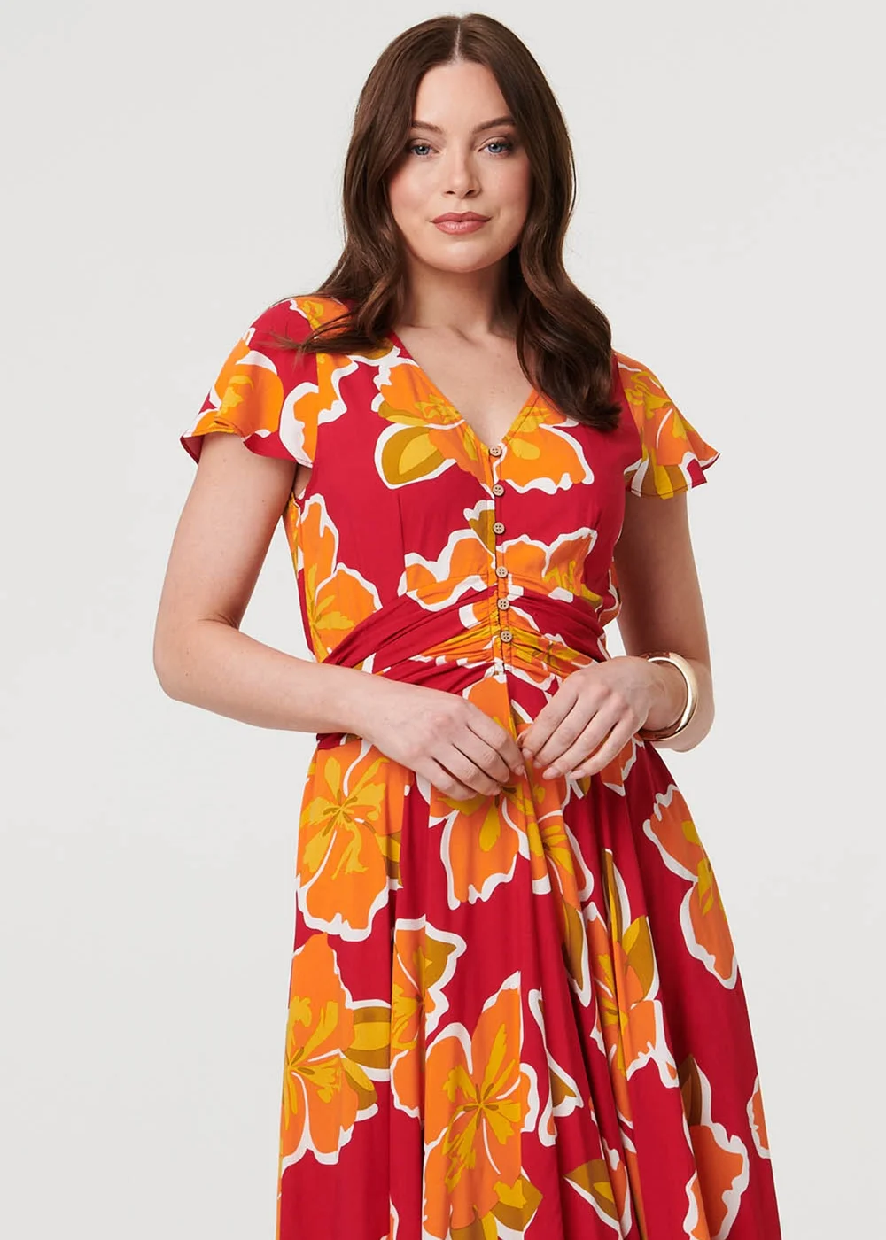 Izabel London Pink Floral Cap Sleeve Relaxed Maxi Dress - 18 Image 2