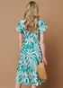 Izabel London Green Leaf Print Tie Angel Sleeve Midi Dress - 8 Image 3