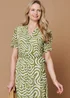 Izabel London Green Printed Short Sleeve Midi Shirt Dress - 14 Image 2