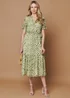 Izabel London Green Printed Short Sleeve Midi Shirt Dress - 14 Image 1