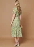 Izabel London Green Printed Short Sleeve Midi Shirt Dress - 14 Image 3