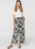 Izabel London Black Abstract Print High Waist Wide Trousers - 16 Image 1
