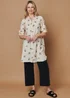 Izabel London Multi Beige Floral Long Sleeve Casual Longline Shirt - 10 Image 1