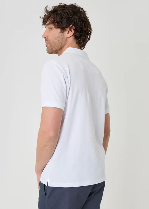 Threadbare White Textured Cotton Polo Shirt - XL Image 2