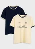 Threadbare Navy 2-Pack Cotton Graphic Print Ringer T-Shirts - 2XL Image 1