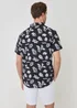 Threadbare Black Plant Print Cotton Short Sleeve Shirt - 2XL Image 2