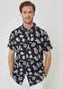 Threadbare Black Plant Print Cotton Short Sleeve Shirt - 2XL Image 5
