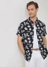 Threadbare Black Plant Print Cotton Short Sleeve Shirt - 2XL Image 1