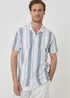 Threadbare Blue Stripe Knitted Short Sleeve Shirt - L Image 3