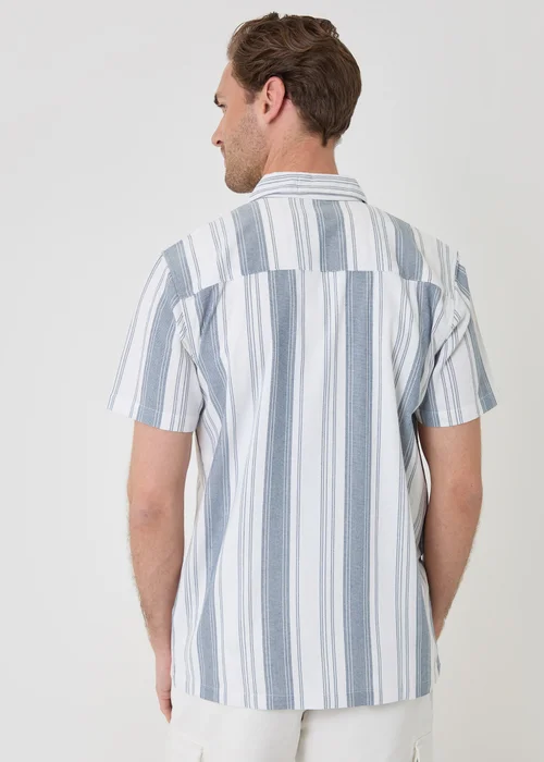 Threadbare Blue Stripe Knitted Short Sleeve Shirt - L Image 2