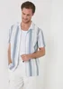 Threadbare Blue Stripe Knitted Short Sleeve Shirt - L Image 1