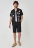 Threadbare Black Beach Embroidered Cotton Short Sleeve Shirt - M Image 3