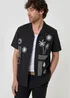 Threadbare Black Beach Embroidered Cotton Short Sleeve Shirt - M Image 4