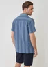Threadbare Blue Stripe Knitted Cotton Blend Short Sleeve Shirt - XL Image 2