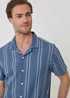 Threadbare Blue Stripe Knitted Cotton Blend Short Sleeve Shirt - XL Image 4